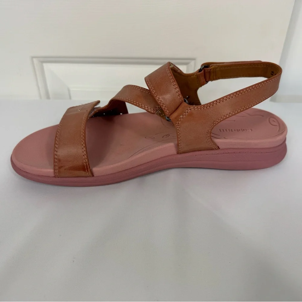 Cobb Hill Tala Asym Sandals Womens 9‎ M Coral Pink Leather Strappy
